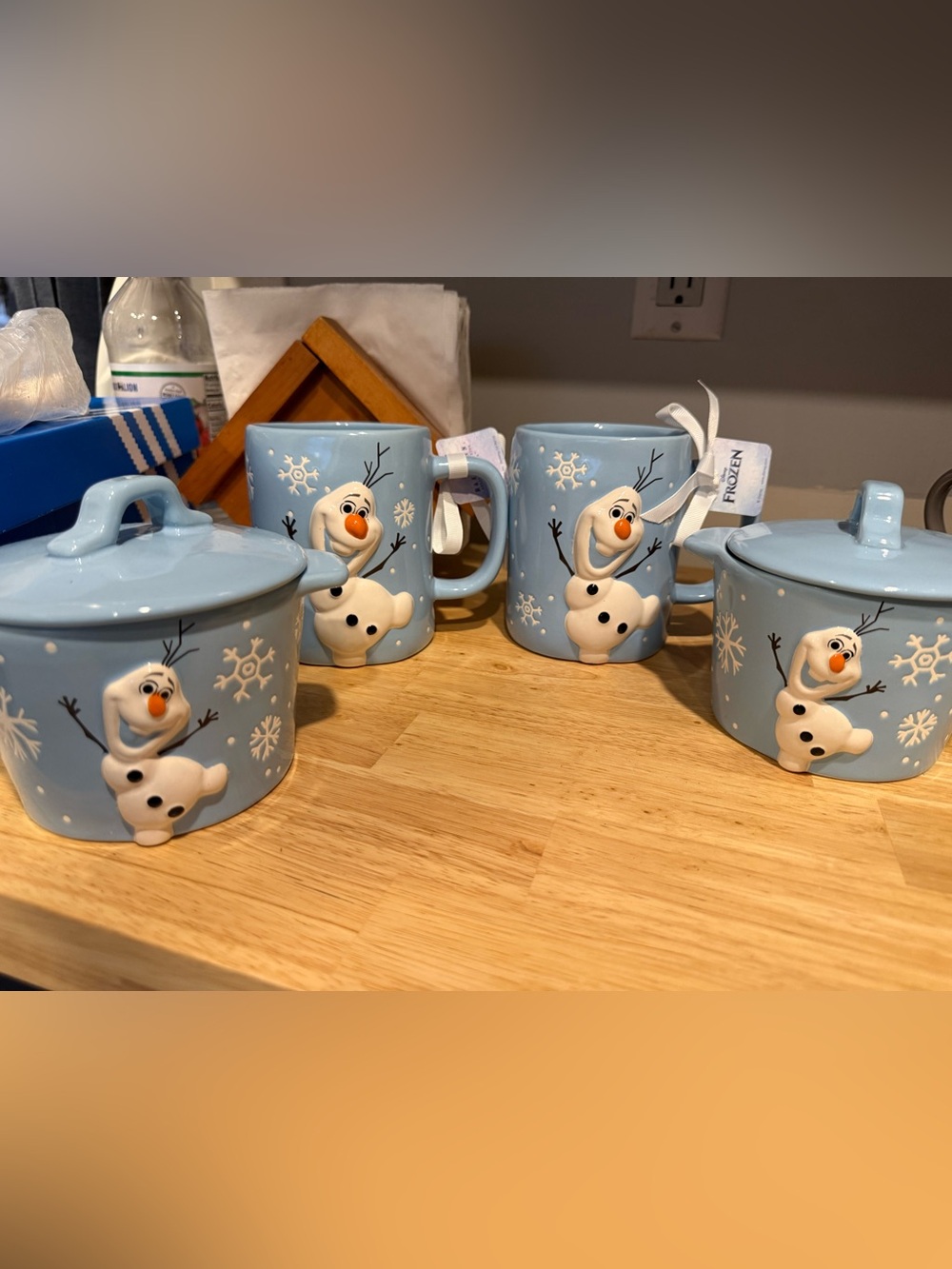 Olaf Blue Ceramic Mug and Small Crock- Set of 2 each